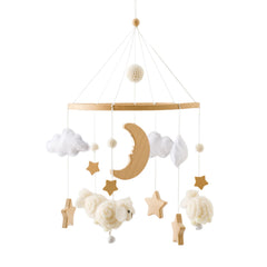 Ikubigu baby mobile for crib with beige dolls enhances neutral nursery style