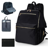 ILCOLPO diaper bag backpack front view in black showing durable nylon and spacious compartments