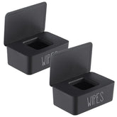 illikkuyax wipes dispenser 2-pack in black, front view, keeps wipes accessible and organized.