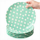 ilohaus bamboo plates for kids 8-inch four-pack, durable and eco-friendly for everyday meals.
