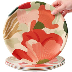 ilohaus bamboo plates for kids front view, natural finish, ideal for everyday meals