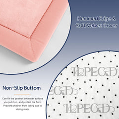 ILPEOD pink tummy-time area encourages movement on a soft surface.