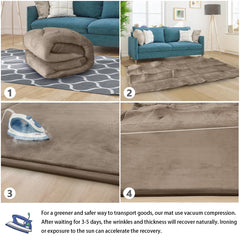 ILPEOD tatami-style brown mat enhances a cozy living room corner.