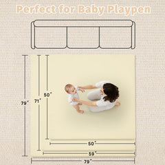 Thick memory foam underfoot supports crawling and early steps.