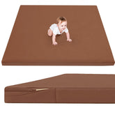 ILPEOD waterproof baby play mat leather side close-up showing spill resistance, easy cleanup.