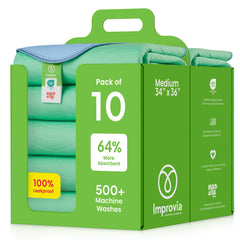 IMPROVIA Washable Underpad pack-shot showing full coverage and leak protection for beds