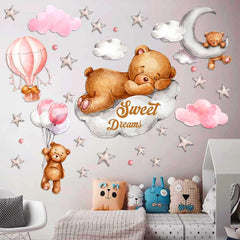 POILKMNI Tedy Bear Moon wall sticker for baby nursery