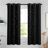 NICETOWN Hollow-Star Blackout Curtains for Kids, 63in, Grommet Top, W42xL63, Black