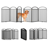 SNUOWU 6-Panel Freestanding Dog Gate with Door – 144-inch Wide, 36-inch Tall, Foldable Indoor/Outdoor