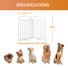 SNUOWU 2 Panels Full Matel Freestanding Dog Gates with Door, 48"Extra Wide 32"Tall Free Standing Dog Pet Gate for Indoor & Outdoor. Foldable Pet Fences for Doorways, House, Stairs, Porch, Deck, Yard