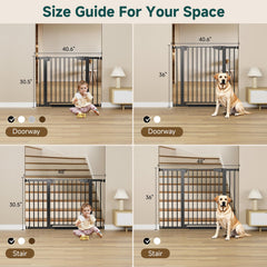 Cumbor 29.7-48 inch Baby Gate for Stairs - Auto-Close Walk-Through Door, Mom's Choice Award Winner