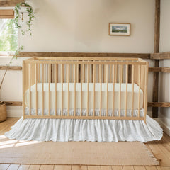 Brandream Scallop Edge Cotton Lace Crib Skirt, Baby Boy, Baby Girl, Gender Neutral Crib Skirt Toddler Bedskirt Dust Ruffle White Ruffled Eyelet Crib Bed Skirt Gathered Styling & Embroidered Details