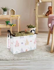 QUEENLALA Rectangular Laundry Hamper/Foldable Nursery Laundry Basket for Organizing/Storage Bin Baskets/Children Toy Office Bedroom/Toy Bin Closet Shelf Baskets(Rec-Rose Castle)