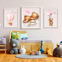 POILKMNI Pink cartoon wall art boosts nursery color
