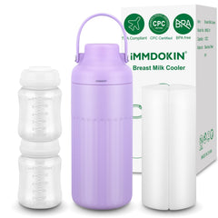 iMMDOKIN compact breast milk cooler bottle with 12oz capacity for on-the-go freshness.