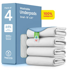 IMPROVIA washable underpad with edge-wick design for fast absorption and leak protection.