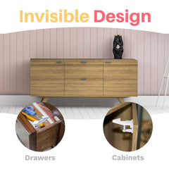 Inaya cabinet locks fit wood, glass, and metal surfaces for versatile installation.