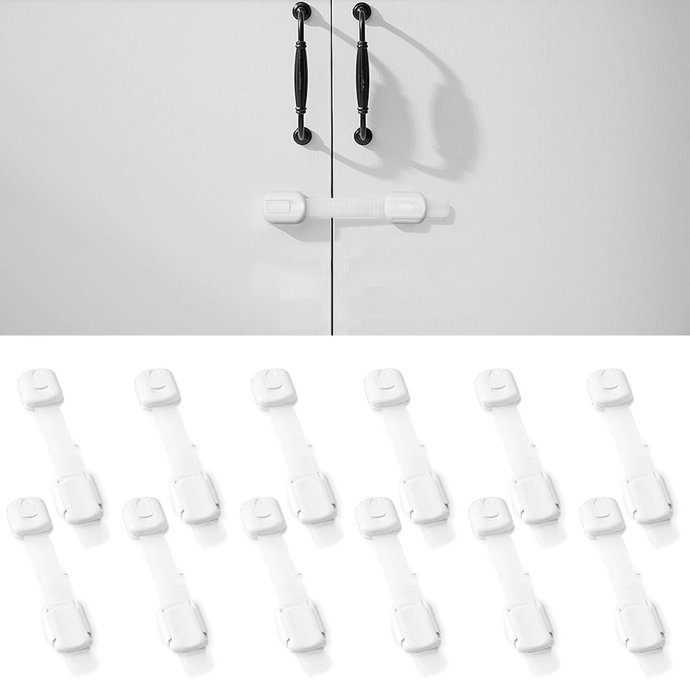 Inaya 12-pack child proof locks on a kitchen cabinet reducing curious access