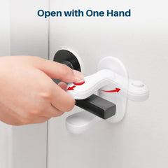 Inaya door lever lock with adhesive back close-up highlights a strong 3M bond.
