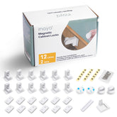 Inaya magnetic cabinet locks with 12 locks and 2 keys secure cabinets from curious kids.