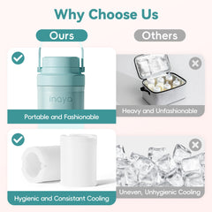 Inaya dual-bottles image highlights 22 oz capacity and split storage.