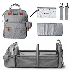 Inclusive LittleOnes diaper bag front view with organized pockets for quick access.