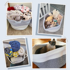 INDRESSME rope basket with two handles enables easy portability around home