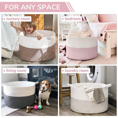 INDRESSME XXXLarge pink basket in living room with cushions for everyday organization.