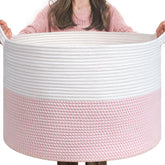 INDRESSME XXXLarge pink storage basket with handles for easy nursery organization.