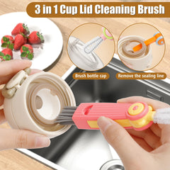 INDEMO U-shaped crevice brush targets inner walls and tight spots for deep cleaning.