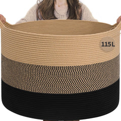 INDRESSME 115L blanket basket in living room organizing blankets and toys.
