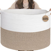 INDRESSME 115L blanket basket in a cozy living room for easy storage.