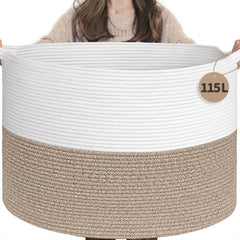 INDRESSME 115L blanket basket in a cozy living room for easy storage.