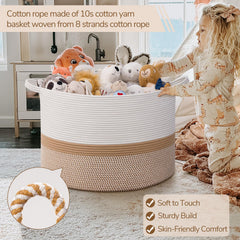 INDRESSME 115L closeup weave of cotton rope basket emphasizing durable texture.