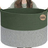 INDRESSME 115L cotton rope basket front view ideal for bedroom clutter storage