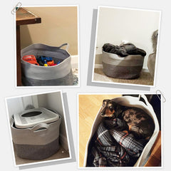INDRESSME blanket basket cotton rope texture in gray for nursery storage