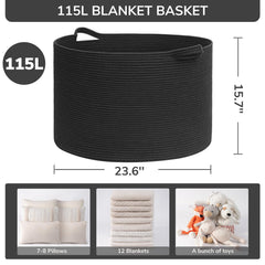 INDRESSME blanket basket in living room shows clutter reduction and stylish organization.