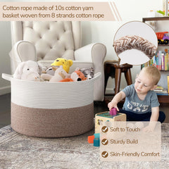 INDRESSME Boho white and brown basket complements decor while concealing clutter.
