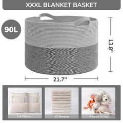 INDRESSME dog toy bin woven basket in gray to keep toys organized