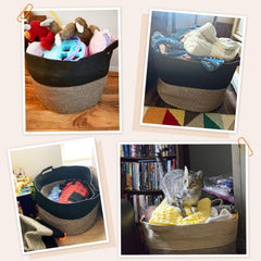 INDRESSME rope basket with sturdy handles for heavy items and easy movement