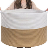 INDRESSME XXXLarge jute rope basket stores blankets and cushions for organized living spaces