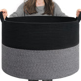 INDRESSME XXXLarge cotton rope basket in boho style, ideal for stylish storage.