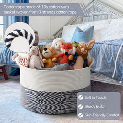 INDRESSME XXXLarge rope basket filled with blankets, a cozy storage solution.
