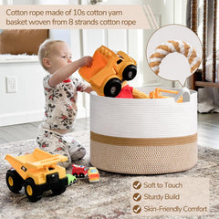 INDRESSME XXXLarge cotton rope basket laundry hamper for bulky blankets and laundry.
