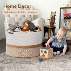 INDRESSME XXXLarge cotton rope basket living room decor adds boho charm and organized storage.