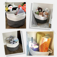 INDRESSME XXXLarge cotton rope basket in a neutral color matching decor.