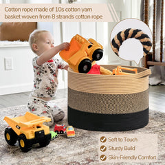 INDRESSME XXXLarge cotton rope basket nursery use provides soft, gentle storage.