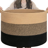 INDRESSME XXXLarge cotton rope basket open top for clutter-free living spaces.