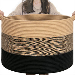 INDRESSME XXXLarge cotton rope basket open top for clutter-free living spaces.