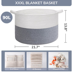 INDRESSME XXXLarge rope basket storing toys in a kid's room.